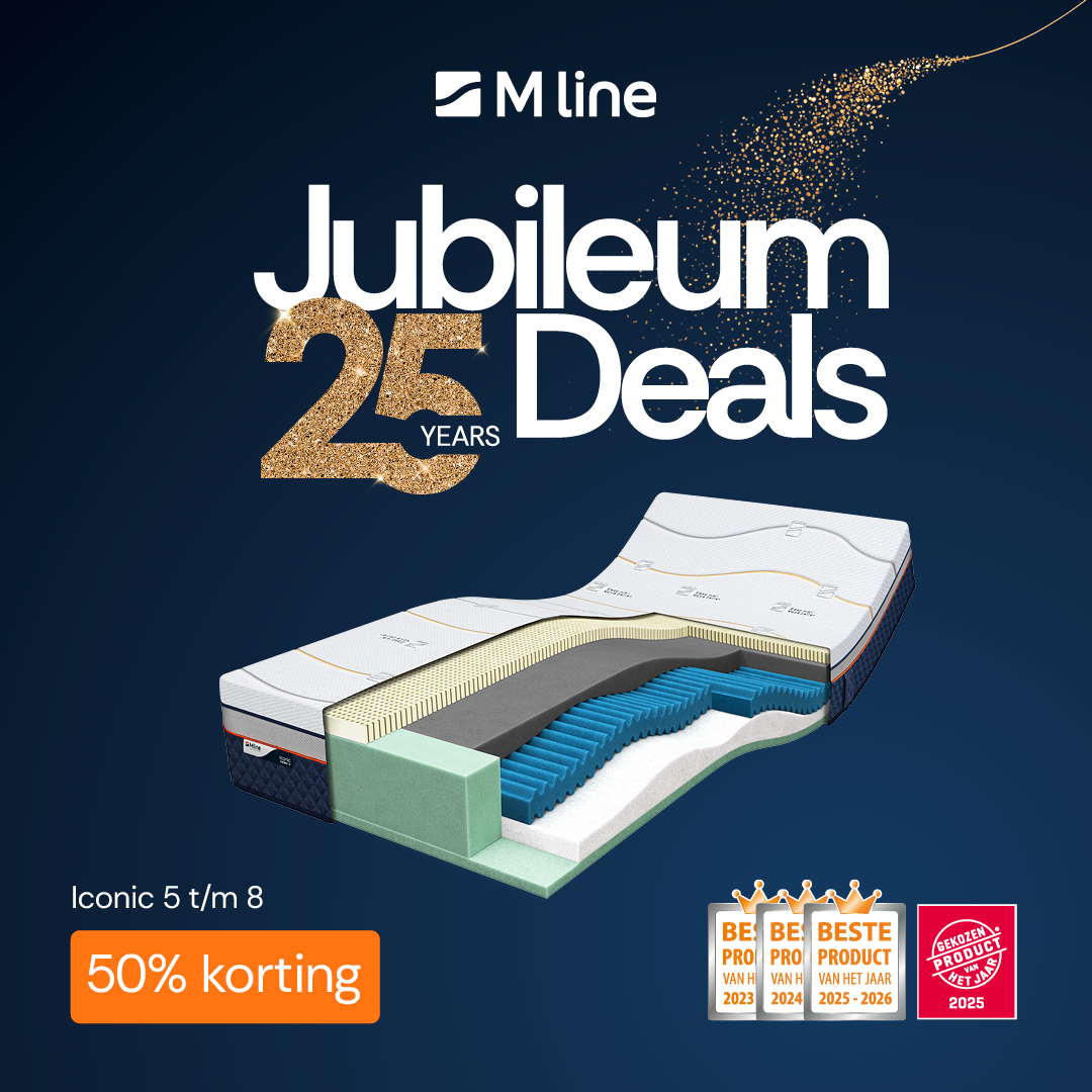 M line 25 jaar: 50% korting op Iconic 5 t/m 8 matrassen