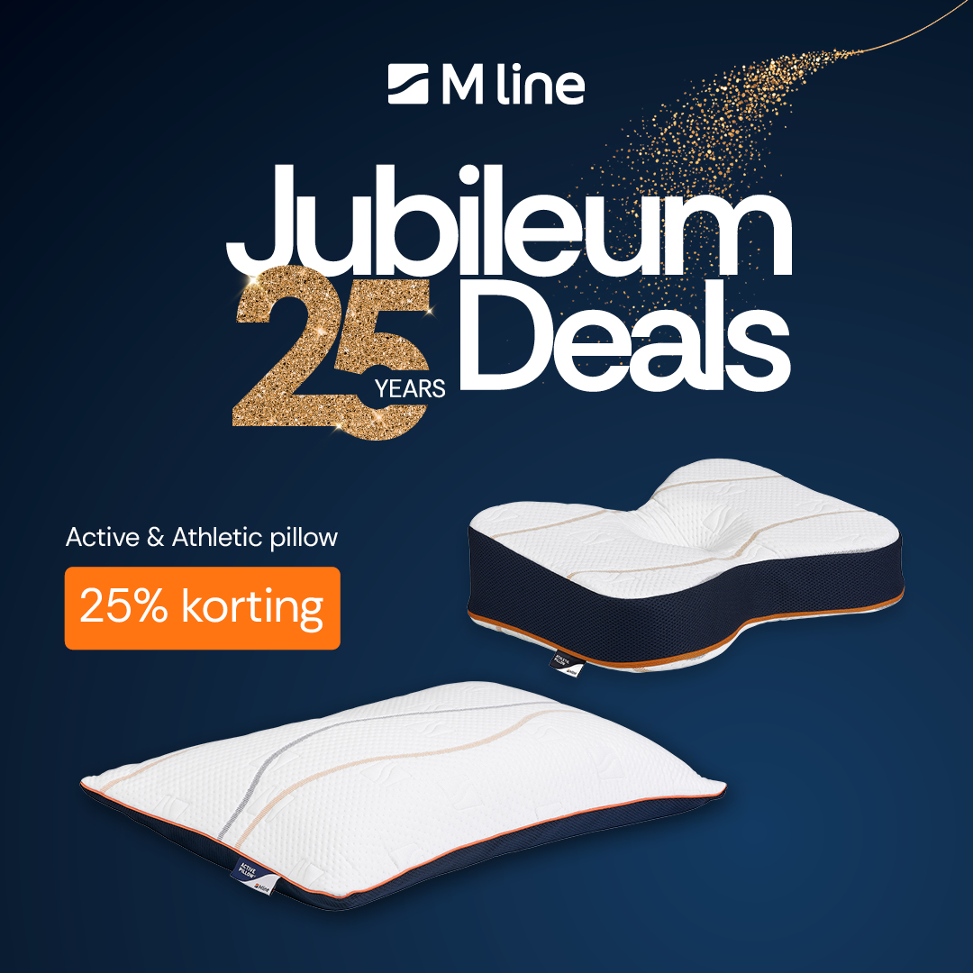 M line 25 jaar: 25% korting op Active en Athletic pillow